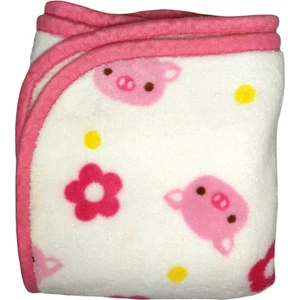 Baby Girl PIG Pink Flower Yellow Polka Dot Fleece HTF Blanket Lovey 30x40 SOFT - Picture 1 of 5