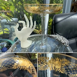 ๐ RARE Antique MOSER TAZZA REVERSE INTAGLIO CUT GOLD ENCRUSTED 9โ C1900 VGC ๐ - Picture 1 of 11