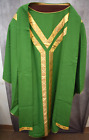 Lightly Used Green and Gold Vestment + Stole, Embroidered. (CU609)