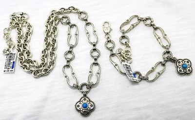 Brighton MOSAIC LINK NUEVO CON ETIQUETAS $246 Juego de collar y pulsera con dije de plata y turquesa Foto 1 de 4