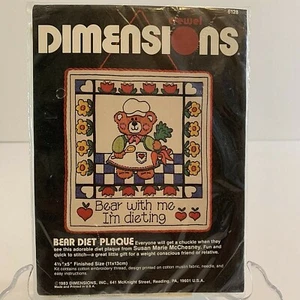 Dimensions Bear Diet Plaque Kit 6128 Embroidery Crewel 4.5" x 5" Vintage 1983 - Picture 1 of 3