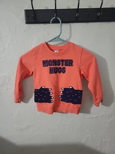 Carter's Boys Monster Hugs Long Sleeve Shirt Coral 4T - Picture 1 of 3