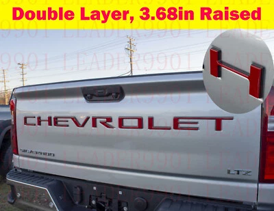 Tailgate Insert Letters fits 2019-2026 Silverado 1500 2500HD Red Black Outline - Imagem 1 de 4