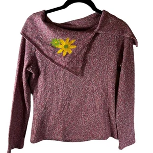 Vintage 90s Yoiyos y2k Lizzie McGuire Style Oversized Collar Pink Sweater, L - Picture 1 of 8