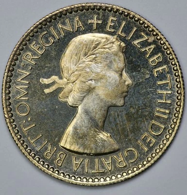 1953 Grã-Bretanha Elizabeth II prata prova 6p gema de seis pence - Imagem 1 de 3
