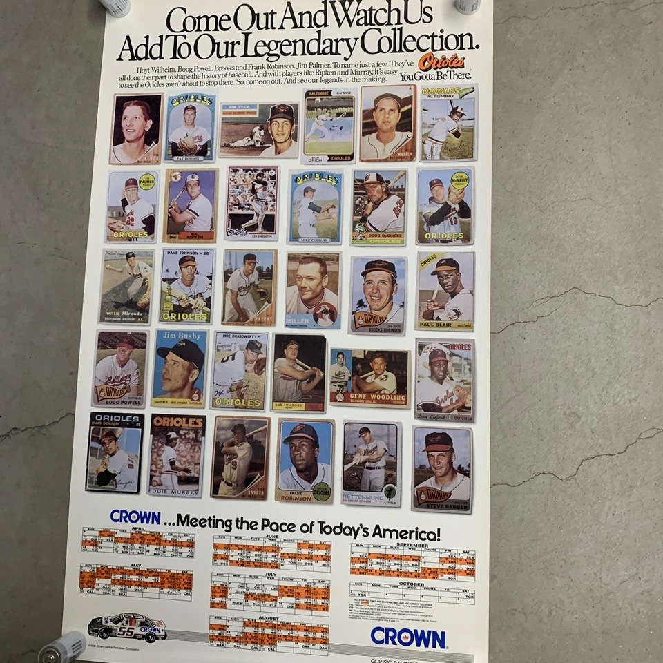 Vintage 1988 MLB Baltimore Orioles Cards Crown Classic Racing Advertising Poster - Image 1 of 4