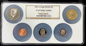 2003-S 5-Coin Clad PROOF Set NGC PF69 Ultra Cameo in Holder-(bin49849B) - Picture 1 of 6
