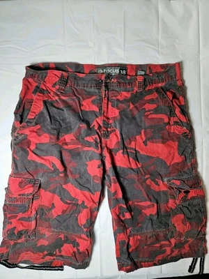 Pantalones Cortos Focus Cargo Para Hombre Talla 38 Rojo Digital Camuflaje Sueltos Y2K Streetwear Foto 1 de 4