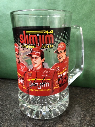 1999 Nascar Busch Series #44 Slim Jim Racing Team Large Glass Stein Mug 24 oz Cover
