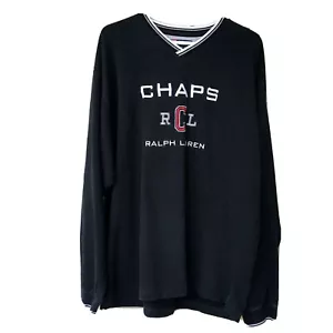 Felpa vintage Chaps Ralph Lauren logo uomo grande ricamata nera - Foto 1 di 6
