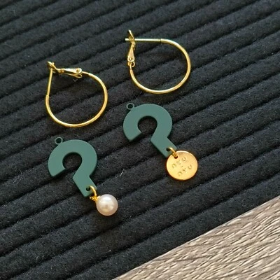 dunkel Grün lakiert Creole Ohrringe Ohrschmuck Perle Damen Geschenk Kreole - Bild 1 von 4