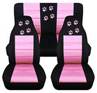 Seat covers black-light pink paw print fits wrangler YJ /TJ /LJ front and rear