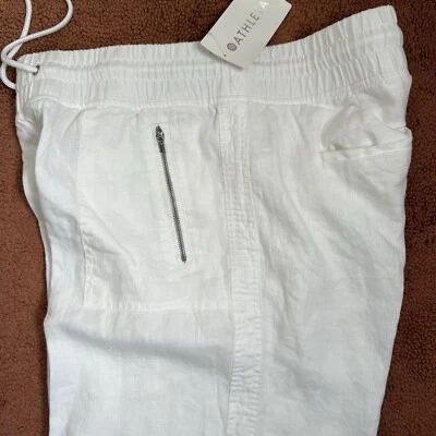 Pantalones Athleta Talla 12 Cabo Lino Pierna Ancha 100% Lino Tiro Alto Nuevos con Etiquetas Foto 1 de 4
