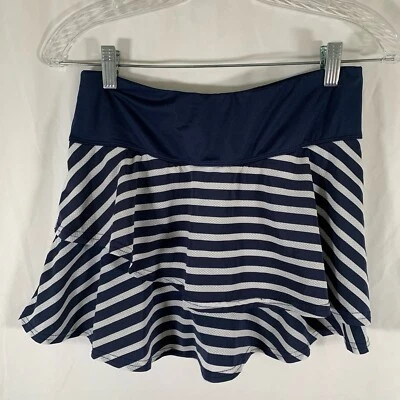 Bolle高尔夫裙女式小号蓝色白色条纹分层衬里网球迷你 — 第 1/4 张图片