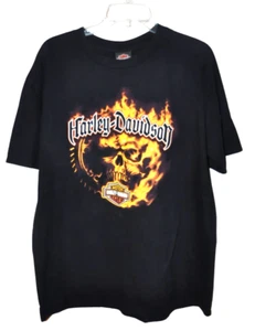 Harley Davidson Burning Skull  T-Shirt  XL Monroe LA 2009 - Picture 1 of 4