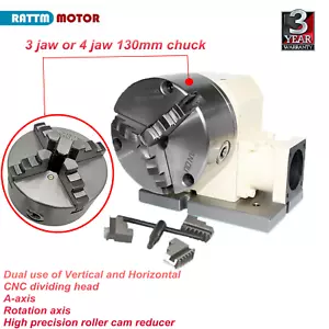 CNC 4th Axis 3 jaw 125MM 4-jaw 130mm Chuck Reducer 15:1 Rotary A-Axis 750W Servo - Picture 1 of 8