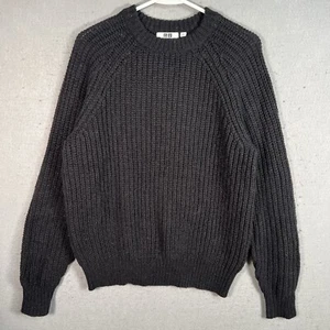 Uniqlo U Knit Sweater Womens Small Black Crewneck Pullover Wool Blend Ladies - Picture 1 of 9