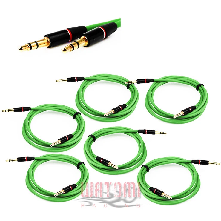 6X 3.5MM AUX MALE AUDIO EXTENSION CABLE CORD GREEN FOR GALAXY S4 S3 NOTE 3 NEXUS - Image 1 of 1