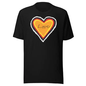 Retro Love Heart T-Shirt – Unisex 70s Style Graphic Tee with Vibrant Colors - Picture 1 of 11