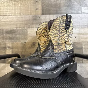 Justin Gypsy Zebra Print Women’s Shoes SZ 8B Ostrich Leather Cowgirl Boots L9806 - Picture 1 of 10