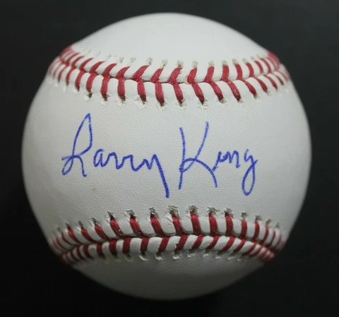Larry King (d.2021)Signed Autograph Autographed Baseball CNN TV Radio Host JSA Cover