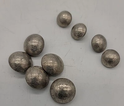 9 Buttons Brushed Silver Metal Shank Buttons diameter 5 LG 4 Sm Sweater  - Image 1 of 4