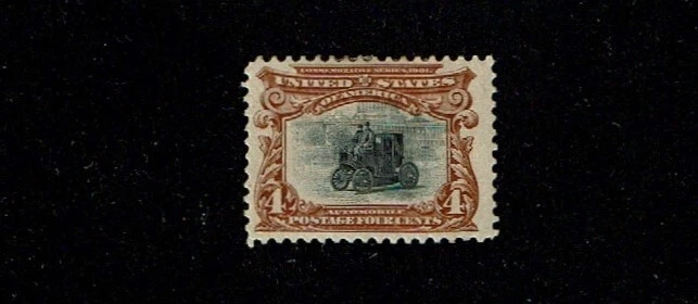 1901 U.S. Pan-Am Expo Commemorative 4c Red Brn & Blk AUTOMOBILE Sc#296 M/H/OG** - Image 1 of 1