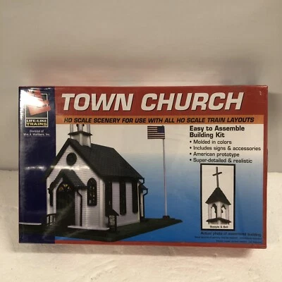 Life-Like Town Church Kit - Model Train Building - HO Scale - #1350 BRAND NEW  - Image 1 of 3