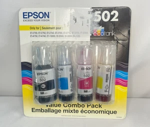 Paquete de 4 combo Epson 502 BK/C/M/Y T5021-4-SV genuino OEM exp: 8/2025 - Imagen 1 de 3