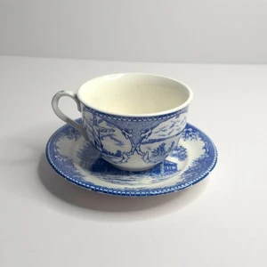 Vintage The Ozarks Vintage Porzellan Teetasse und Untertasse Set Souvenir blau & weiß - Bild 1 von 13