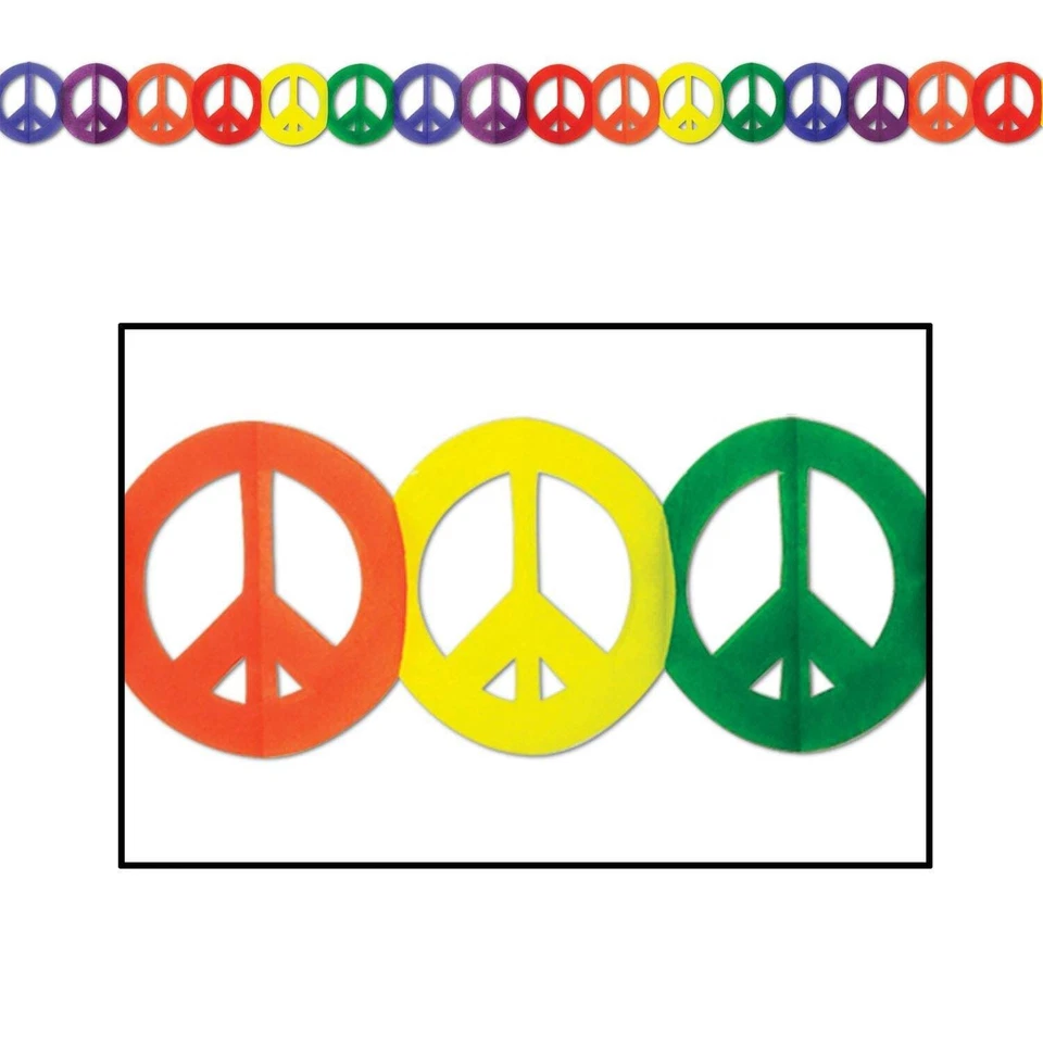 Beistle Multi-Color Peace Sign Garland - 60's | Party Supply | Decoration - Image 1 of 1