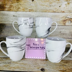 H2K Home To Kitchen Marmor Design weiß grau 14 Unzen Porzellan Tasse Becher 4er Set - Bild 1 von 18