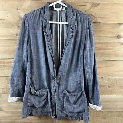 Chaqueta Blazer Trina Turk Mujer Chambray Bolsillo Un Botón Talla 8 Foto 1 de 4