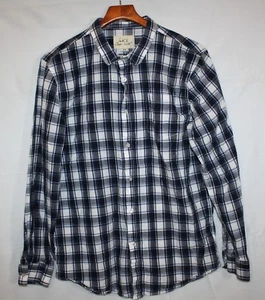 JACHS Mens Button Front Long Sleeve Shirt Size XL Casual Blue White Plaid EUC - Picture 1 of 5