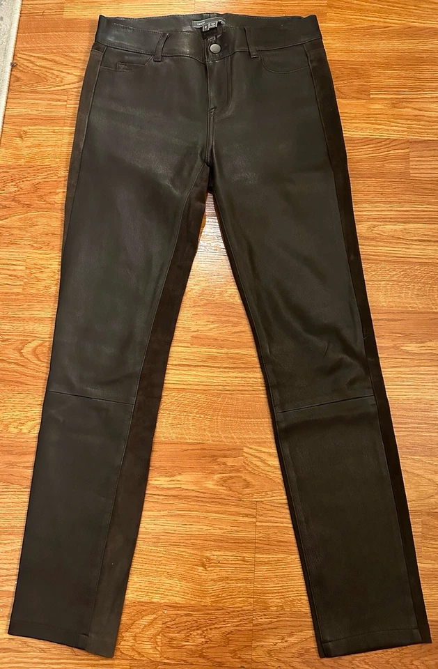 Pantalones de gamuza Vince marrón 100 % cuero genuino talla 0 precio de venta sugerido por el fabricante 1150 USD Foto 1 de 4