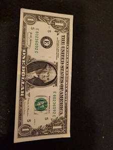2017 a one dollar bill- Bleed- through error ( obverse and reverse) - Picture 1 of 3
