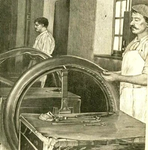 Autoreifen-Fabrikation "La fabrication d'un Pneumatique " 1900 KAUTSCHUK - TESLA - Bild 1 von 3