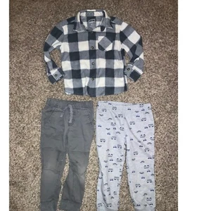 Lot 3T Fèves Sautantes Ensemble Tenue Plaid Flanelle Chemise et Pantalon 3T - Photo 1/3