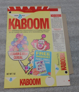 General Mills Kaboom Cereal Box File Flat 1972 Series #7 Free Pocket Pinball 7oz