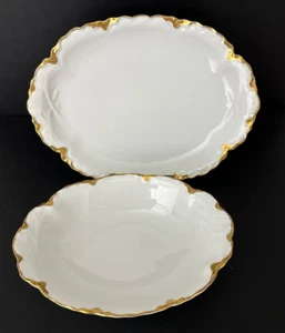 Hutschenreuther Selb weiß mit Gold zwei ovale Servierstücke - Bild 1 von 7