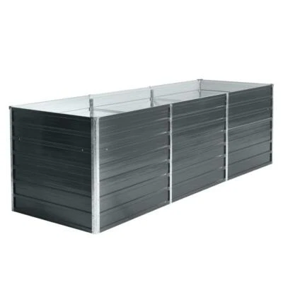 Metall Blumenbeet Hochbeet 240x80x77 cm Grau Pflanzbeet Gemüsebeet Pflanzkasten - Bild 1 von 4