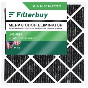 Filterbuy Allergen Odor Eliminator 20x20x1 MERV 8 Pleated AC Furnace Air Filter - Picture 1 of 12