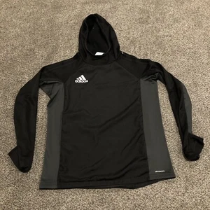 Adidas Hoodie Boys Large Black Gray Hoodie Trio 17 Warm Top Youth Kids READ - Picture 1 of 13
