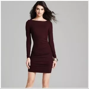 Diane Von Furstenberg Burgundy Ruched Dress, SZ 8, $305 Reatil, Pre-Owned - Picture 1 of 4