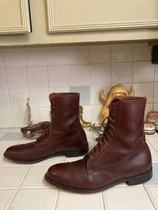 Vintage Leather Boots Mens Workwear brown Biker Engineer Military distressed - Picture 1 of 18