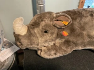 Vintage Steiff Cosy Nosy Rhino #5426/75 color is grey from the 1990’s  29” long - Picture 1 of 12