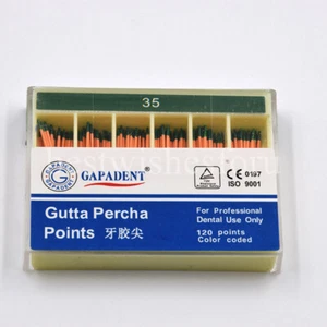 Dental Gutta Percha Points Label 120 Points Color Coded GP 35# Green Flexible - Picture 1 of 9