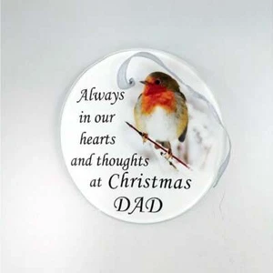 Robin Glass Memorial Christmas Tree Hanging Ornament Plaque Dad DF17692-D - Picture 1 of 2