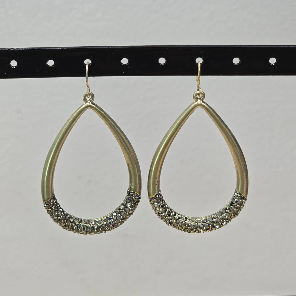 Pendientes perforados Kenneth Cole lágrima colgante bronce marcasita estrás gancho Foto 1 de 4