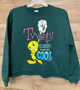 Vintage Looney Tunes Cartoon 1997 Sweatshirt mit Rundhalsausschnitt M TWEETY ALWAYS KEEPIN COOL - Bild 1 von 23